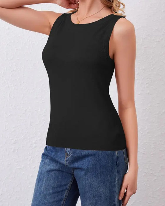 Solid Casual Versatile Sleeveless Tank Top