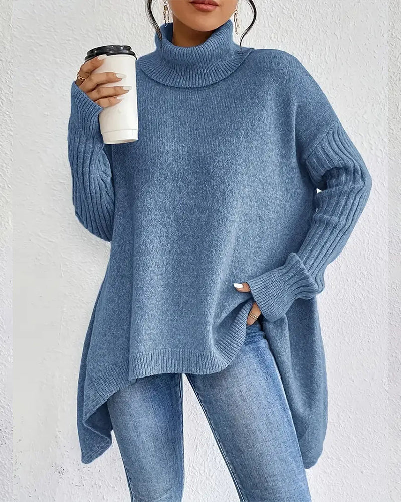 High Collar Irregular Loose Sweater
