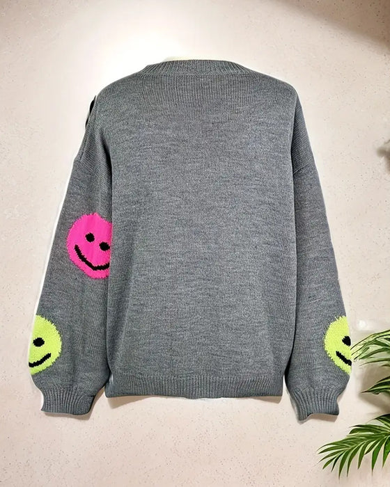 Smiley Face Crew Neck Sweater