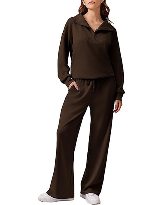 Long-Sleeved Solid Color Two-Piece Set