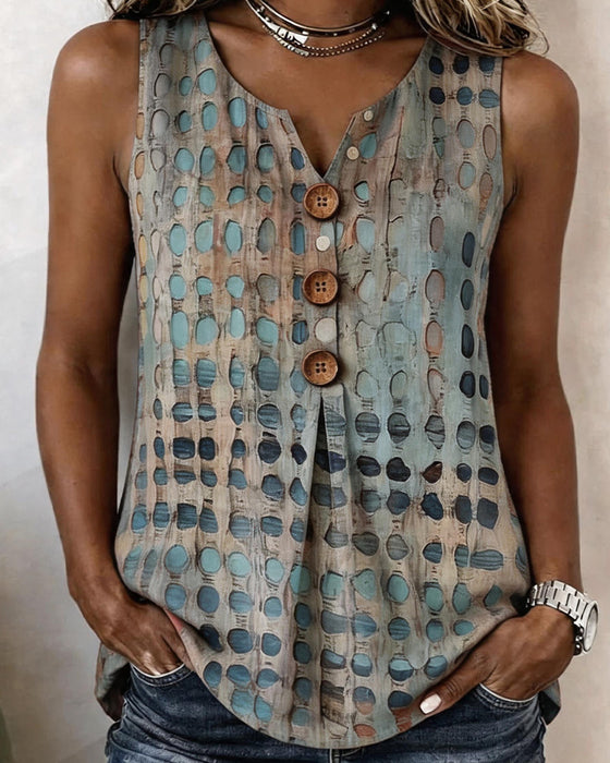 Polka Dot Print Sleeveless Tank Tops