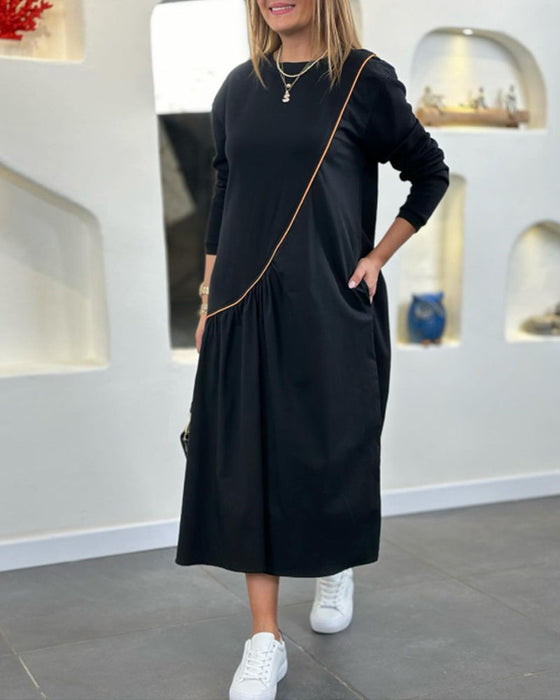Shift Dress with Pocket and Long Sleeve