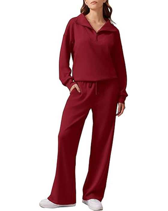 Long-Sleeved Solid Color Two-Piece Set