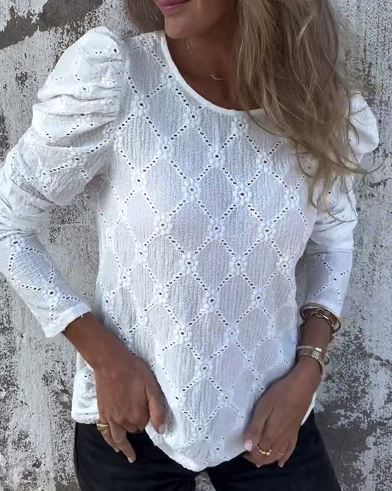 Puff Sleeve Cutout Blouse