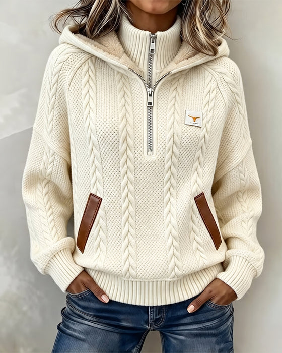 Zip Casual Turtleneck Hoodie