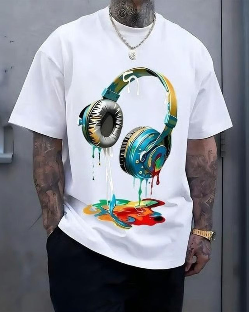 Men's Graffiti Headphone Print T-Shirt