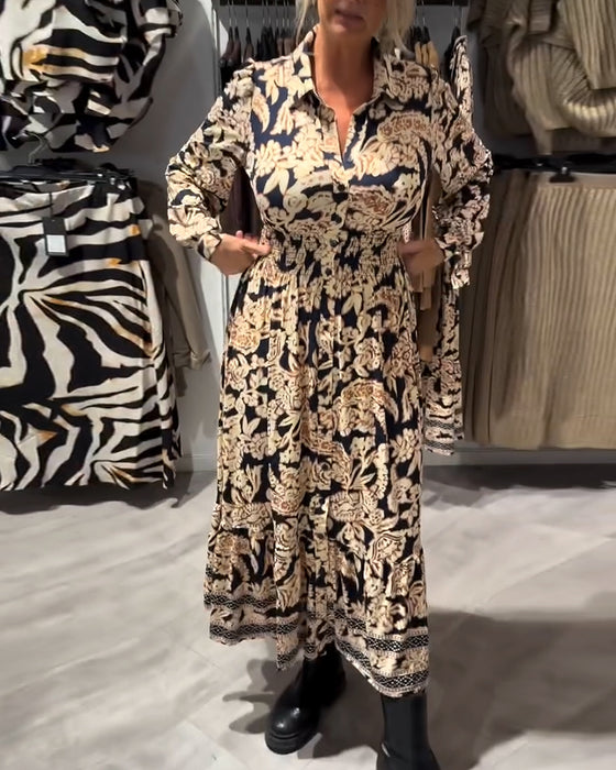 Lapel Print Fashion Dress