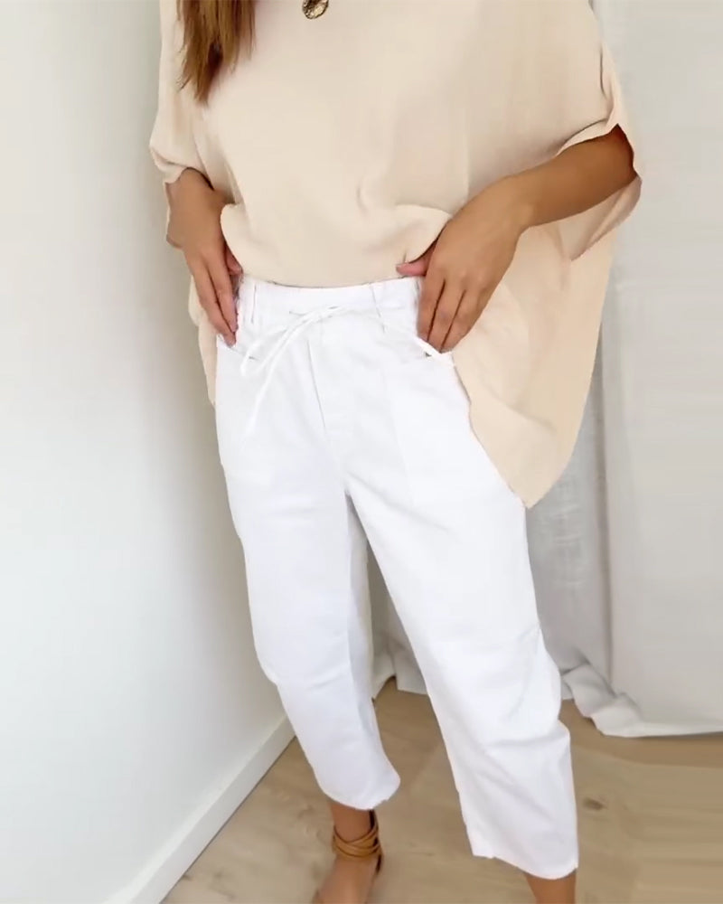 Denim Pocket Cropped Pants