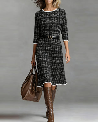 Round Neck Half Sleeve Elegant Dress