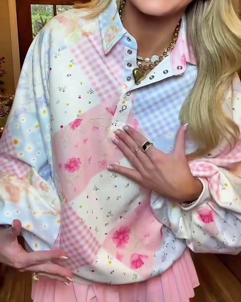 Pink Studded Long-Sleeve Sweatshirt