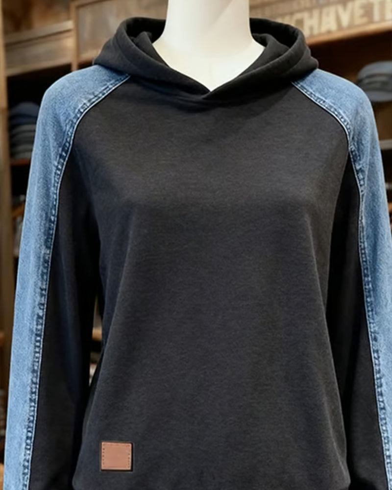 Paneled Contrast Color Hoodie