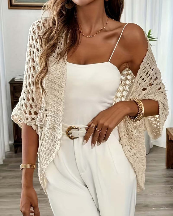 Hollow Out Loose Knit Cardigan