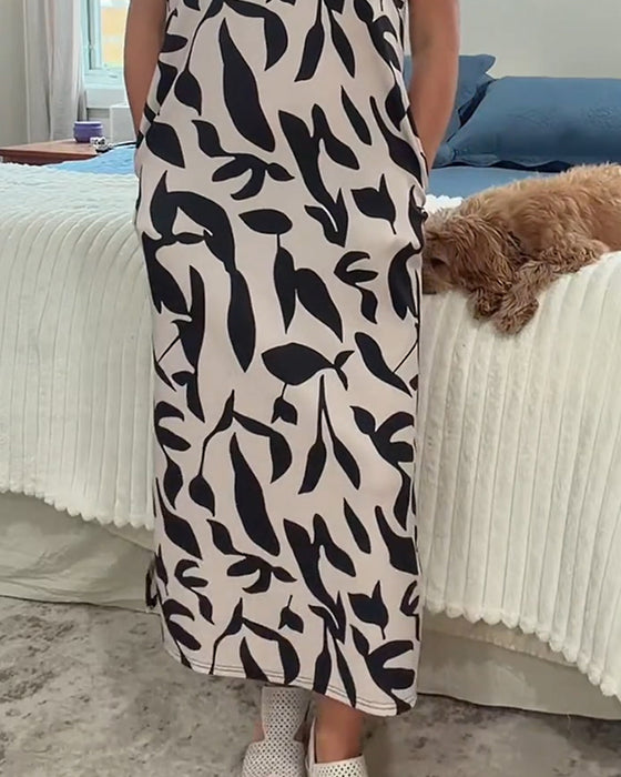 Sleeveless V-Neck Slit Workwear Long Dresses