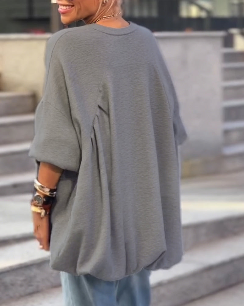 Solid Color Loose Irregular Sweatshirts