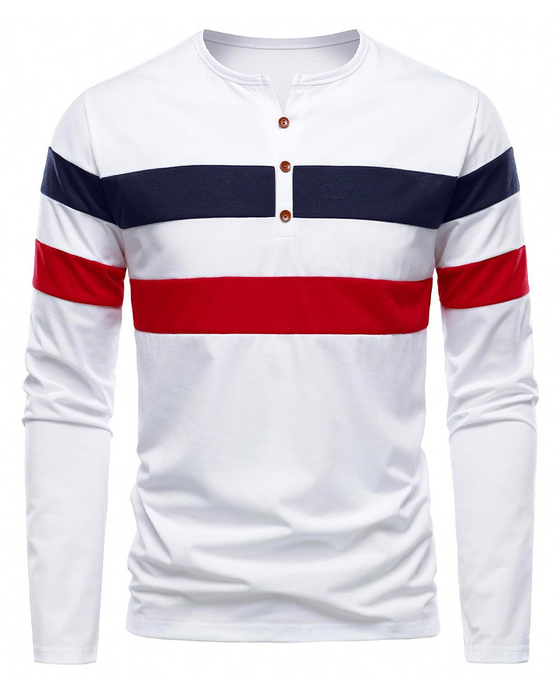 Crewneck Striped Long-Sleeve Men‘s T-Shirt