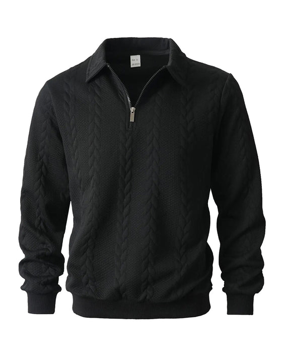 Lapel Half Zipper Casual Hoodie