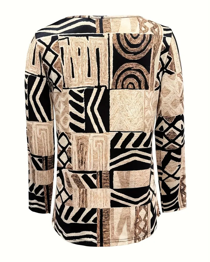 Vintage Geometric Printed Top