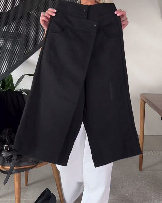 Simple solid color asymmetric casual pants