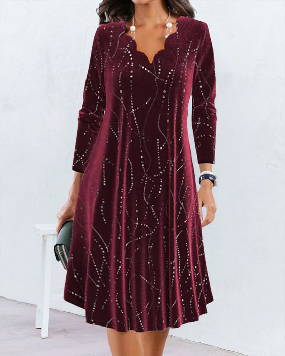 V-neck long-sleeve elegant dress