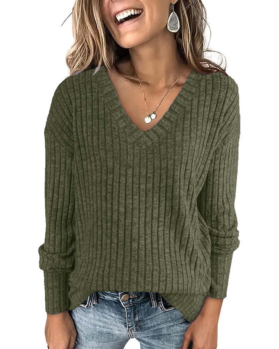 V-Neck Long Sleeve Top