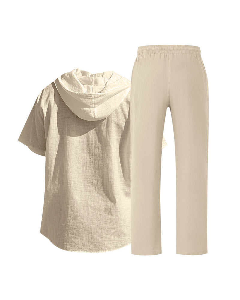 Men's Lightweight Hooded Two-Piece Set For Summer Casual Wear