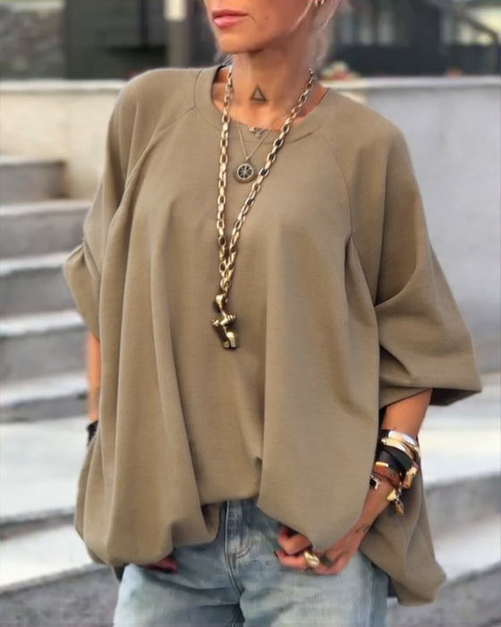 Solid Color Loose Irregular Top