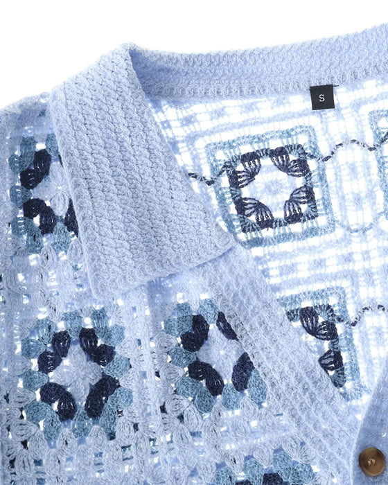 V-Neck Hollow Out Print Shirt T-Shirt