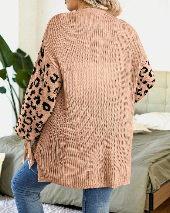 Leopard Print Long Sleeve Patchwork Cardigan
