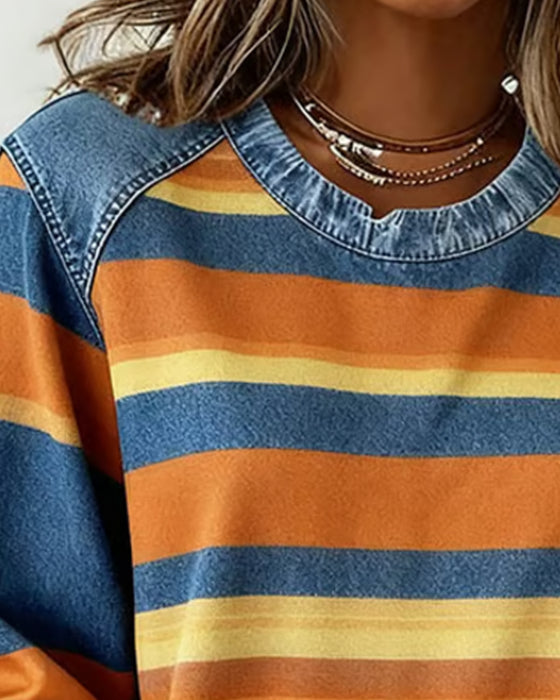 Plaid Color Block Patchwork Sweatshirt