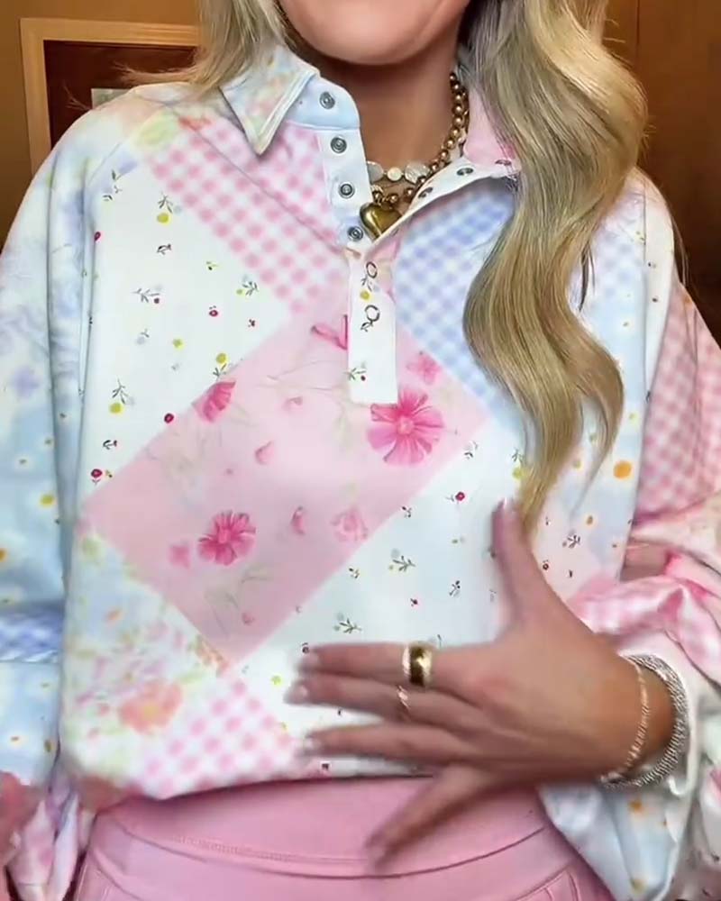 Pink Studded Long-Sleeve Sweatshirt