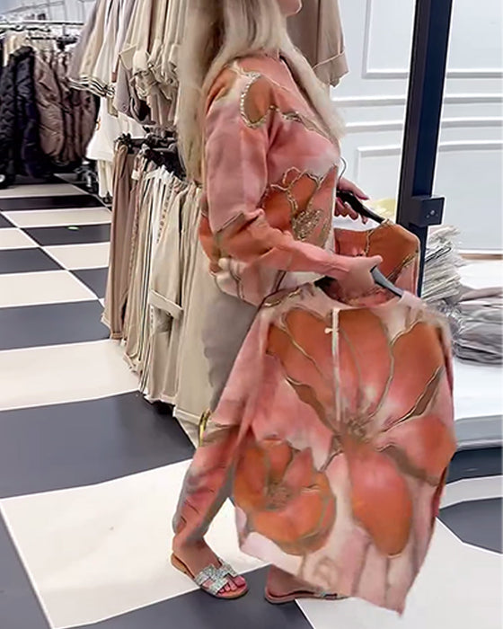 Crew Neck Printed Loose Sweater