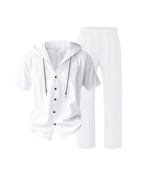 Men's Lightweight Hooded Two-Piece Set For Summer Casual Wear