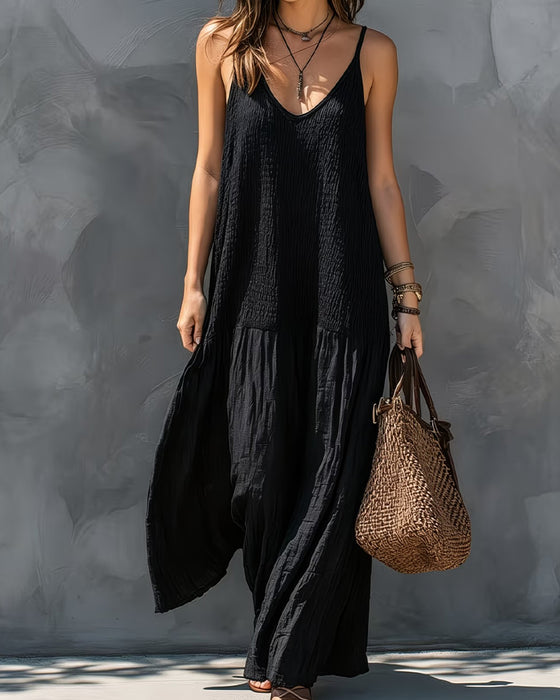 Spaghetti Straps Solid Color Dress