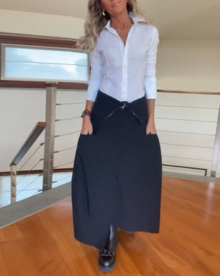 Fashionable solid color zipper pocket skirt