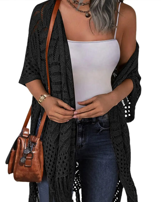 Cut-Out Fringe Detail Cardigan
