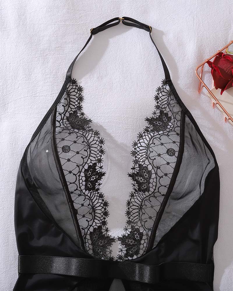 See-Through Backless Cutout One-Piece Lingerie