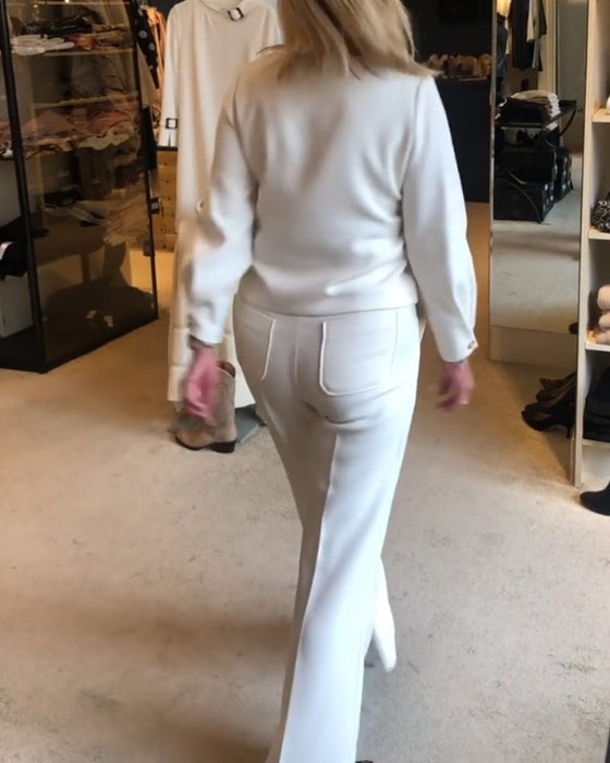 V-neck solid color elegant top