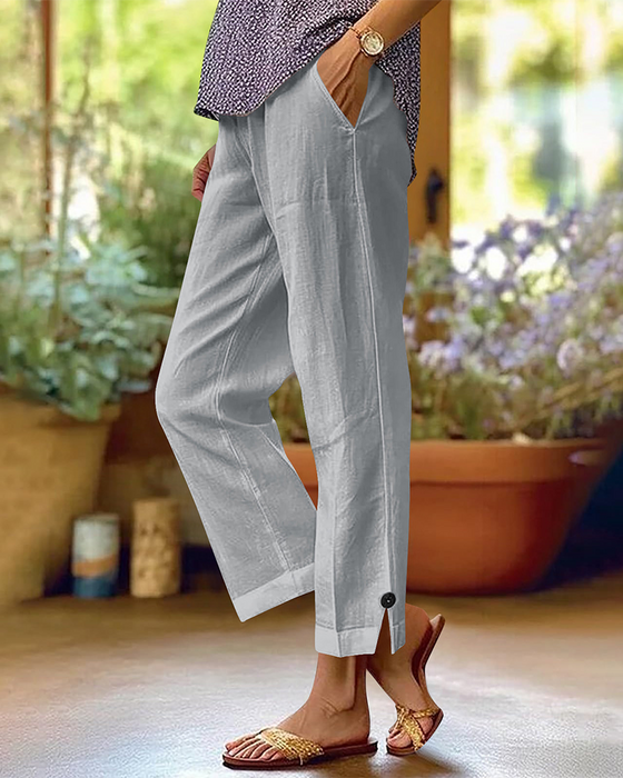 Solid Color Straight-Leg Casual Pants