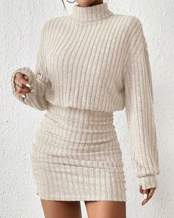 Ribbed Turtleneck Bodycon Dress