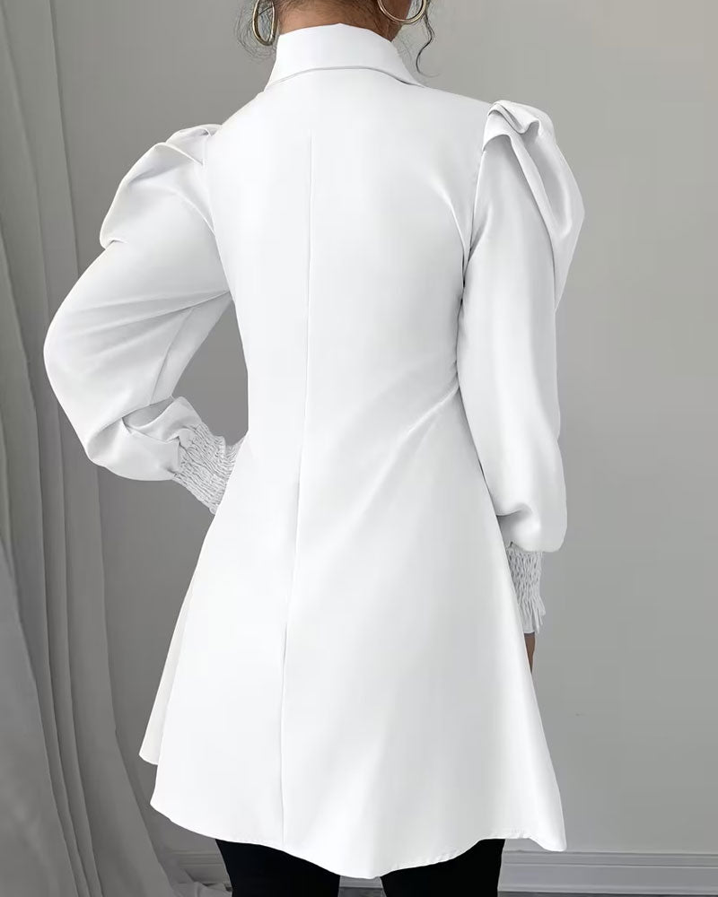Shirt Collar Solid Trendy Blouse