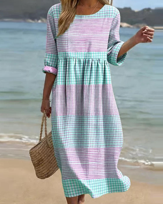 Striped Color Block Loose Dress