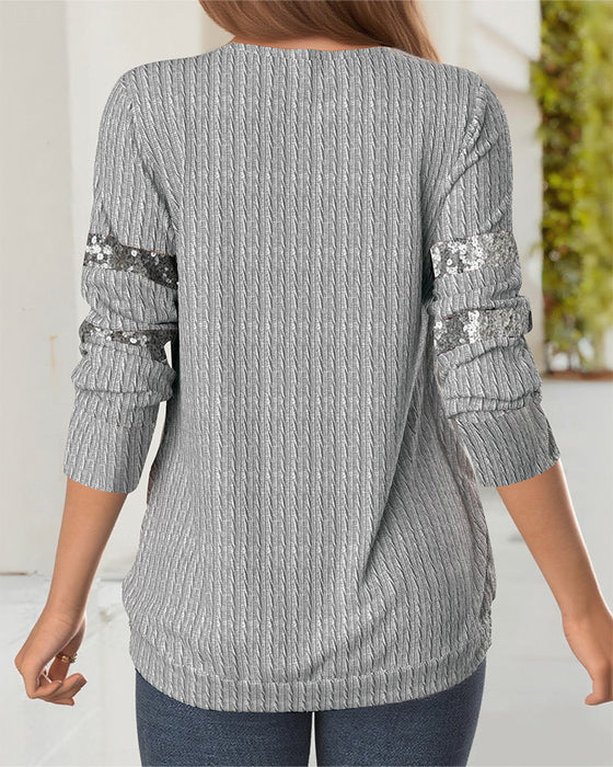 Casual Sequined Design Sweatshirt