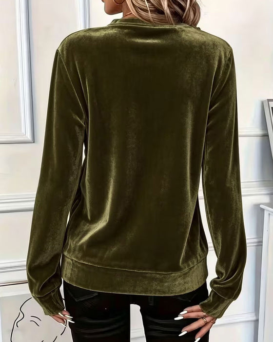 Velvet Half-Zip Elegant Top