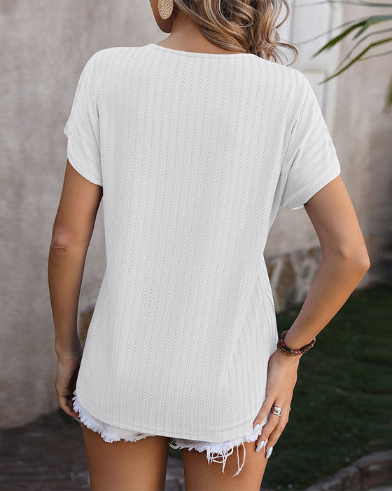 V-neck chain jacquard blouse