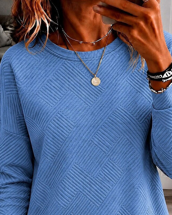 Crew Neck Long Sleeve Solid Top