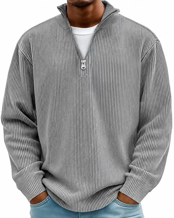 Men's Zipper Lapel Long Sleeve Sweatshirt