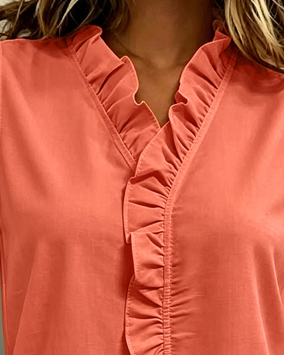 Ruffle Sleeveless Tank Top