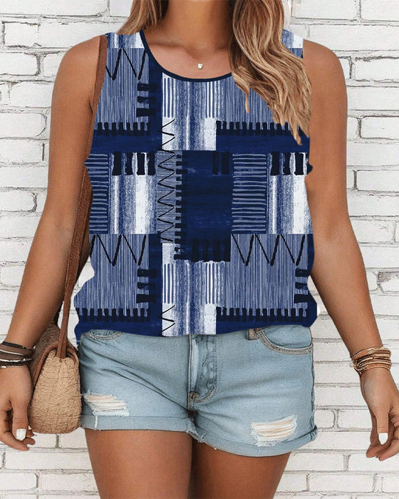 Sleeveless Vintage Print Tank Top