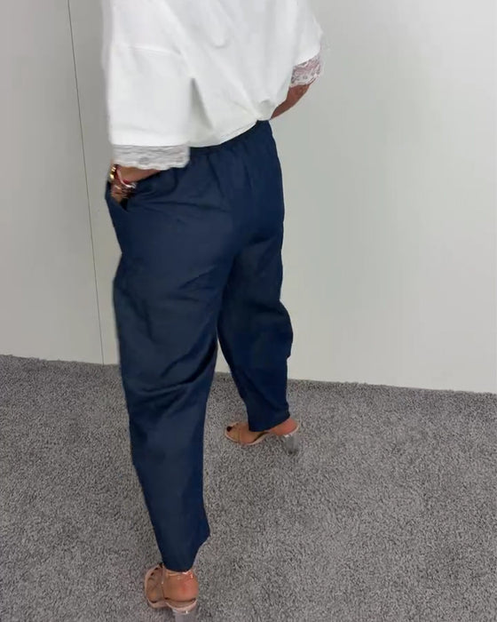 Stylish Pocket Denim Long Pants