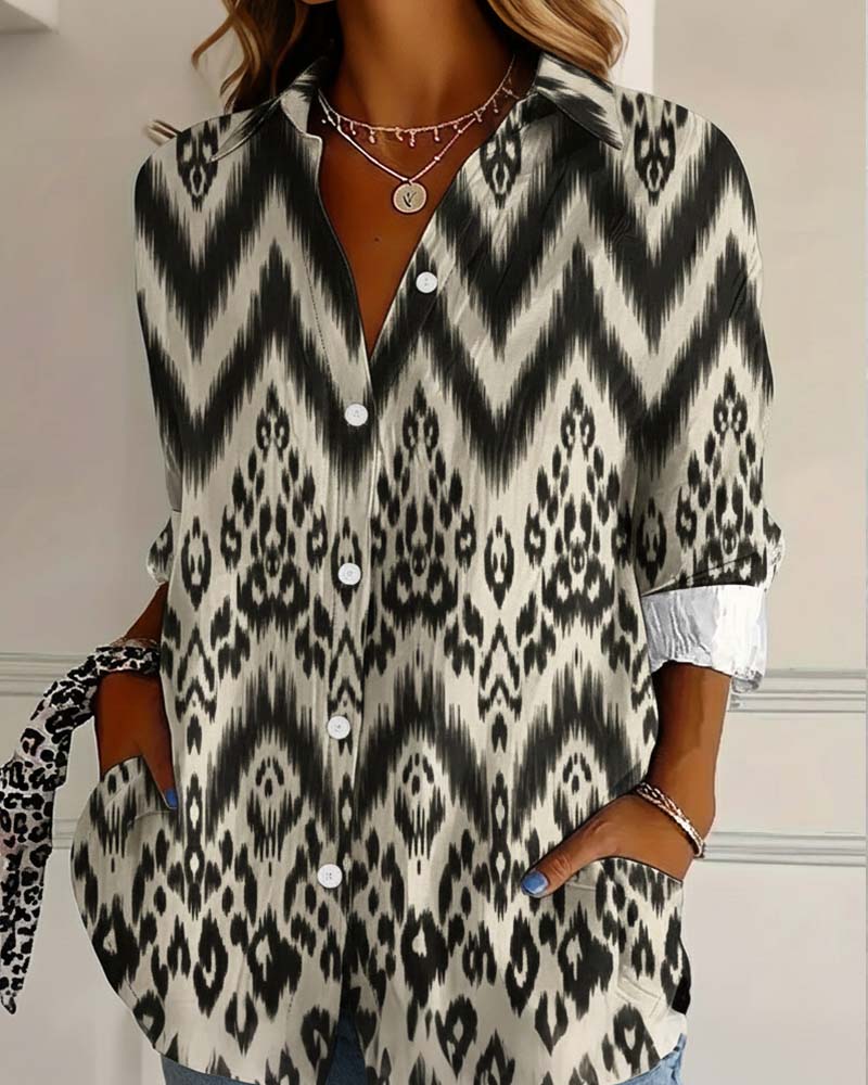 Leopard Print Lapel Fashion Shirt